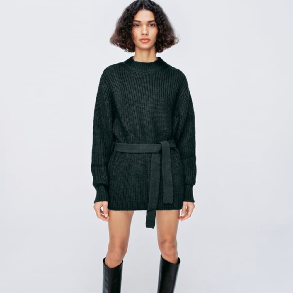 Zara belted knit sweater
